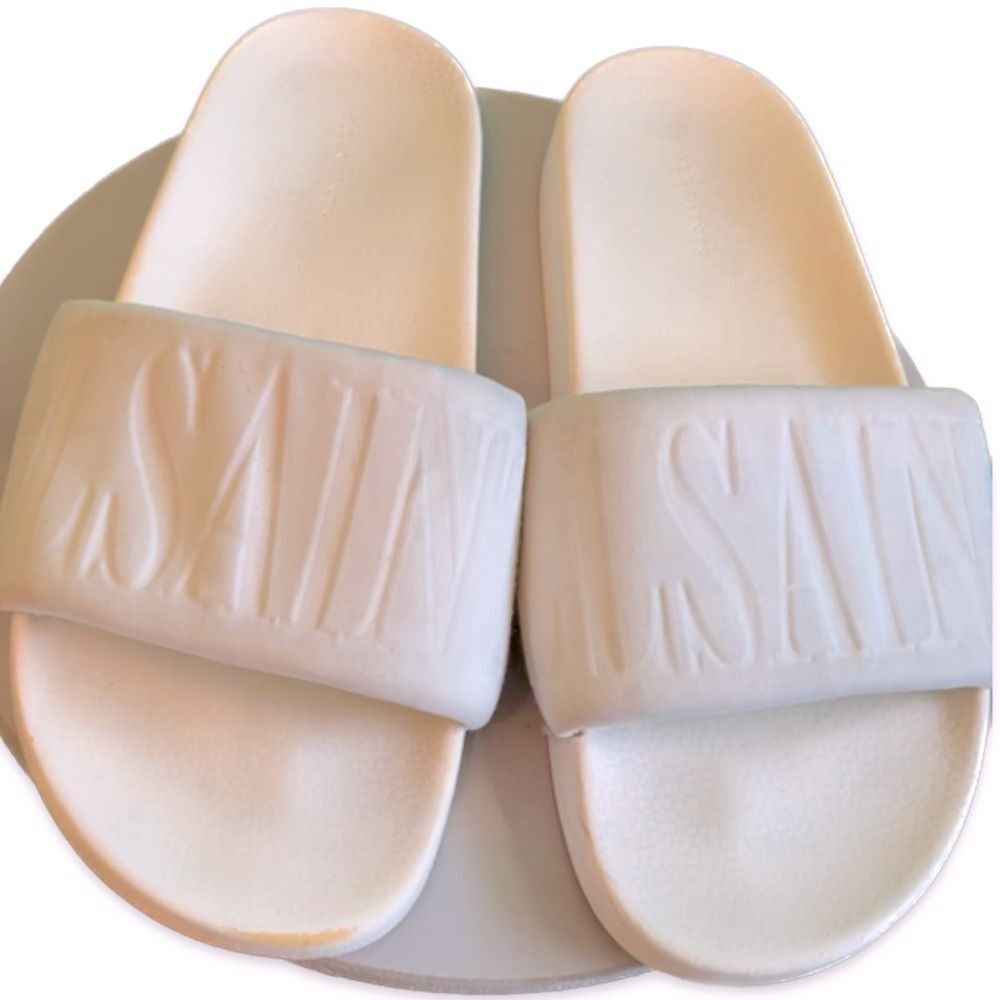 AllSaints Signet Transfer Slide White Sandals Women Euro Size 40